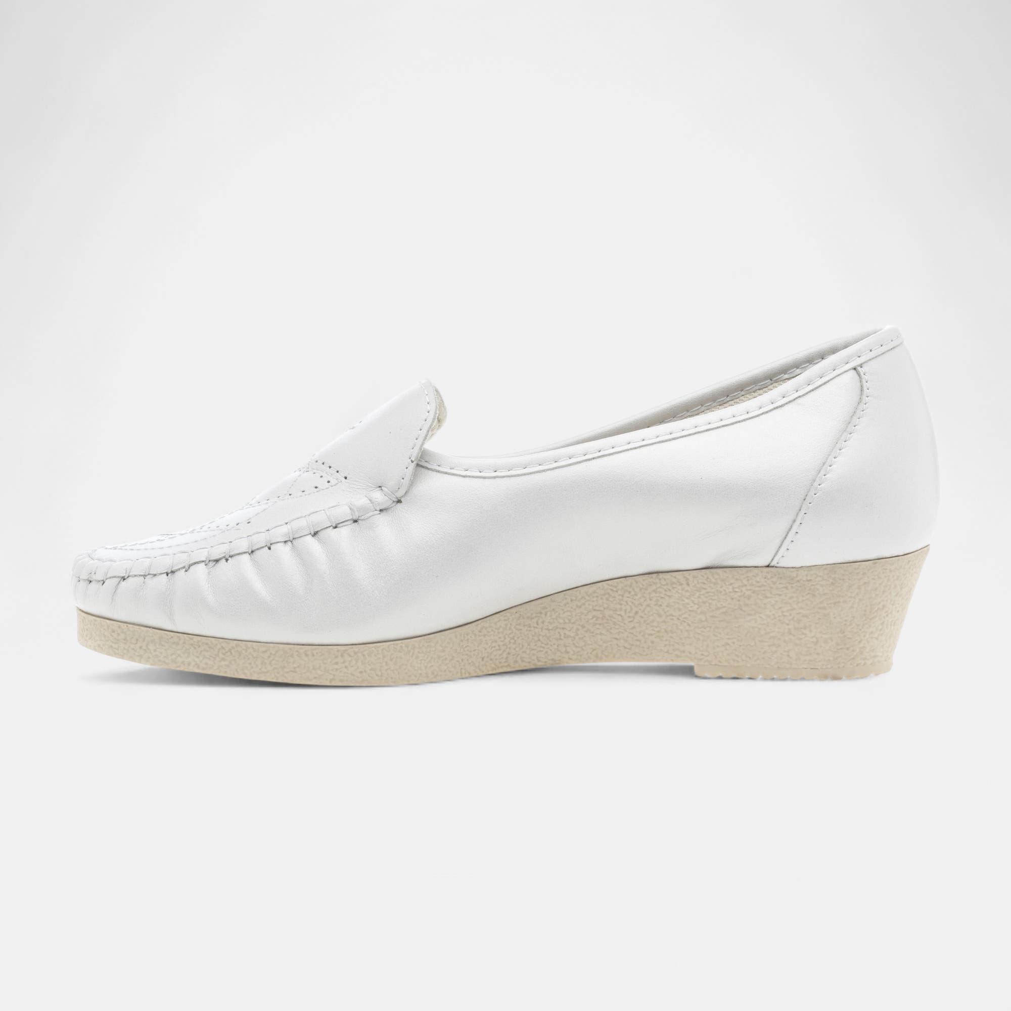 Mocassins pieds sensibles Femme en cuir blanc