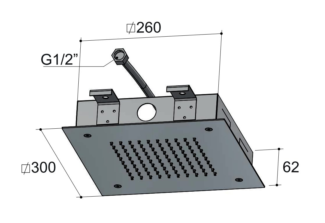 Hotbath Mate M171 inbouw hoofddouche vierkant 30cm chroom