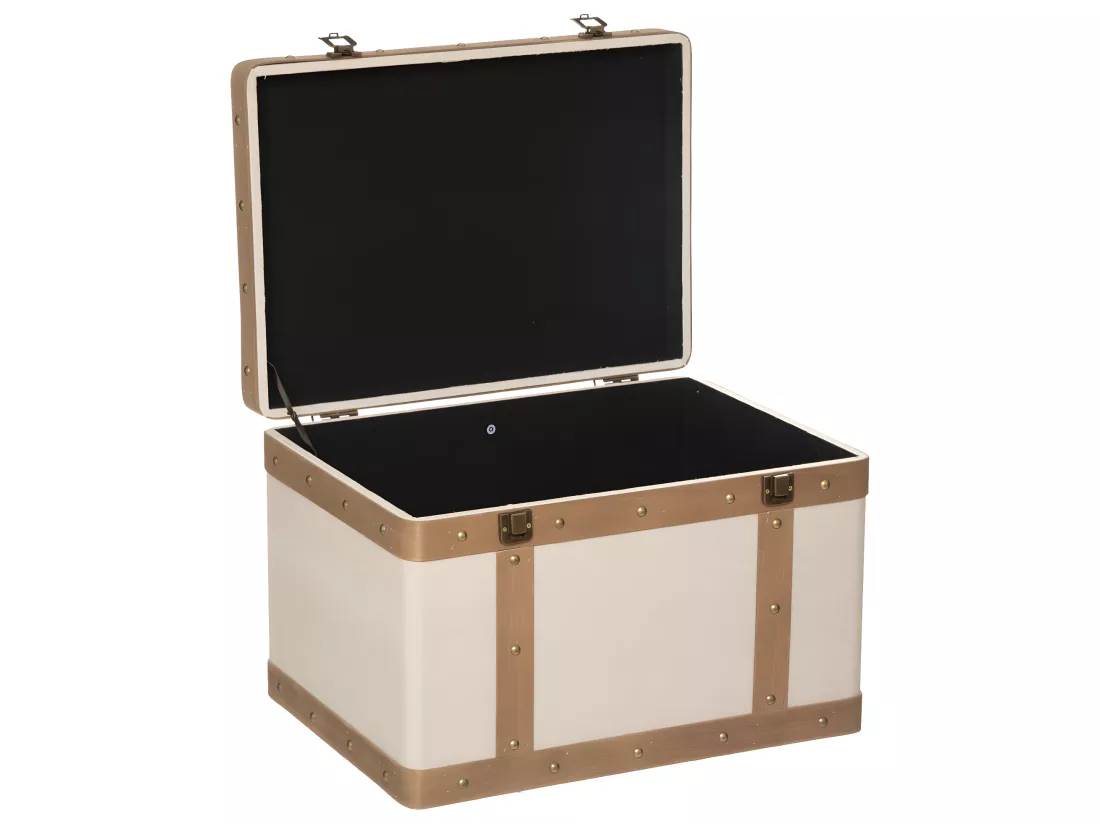 Set de 3 Malles de rangement déco en Bois et Lin