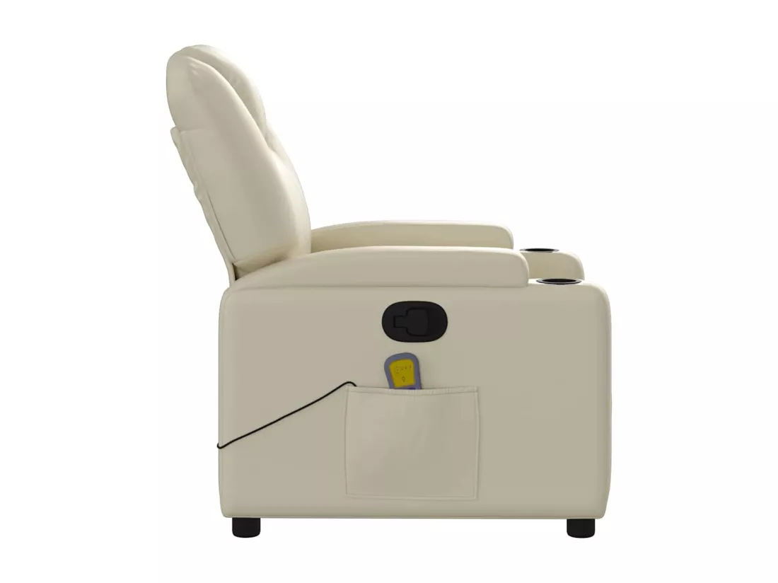 Fauteuil inclinable de massage Crème Similicuir