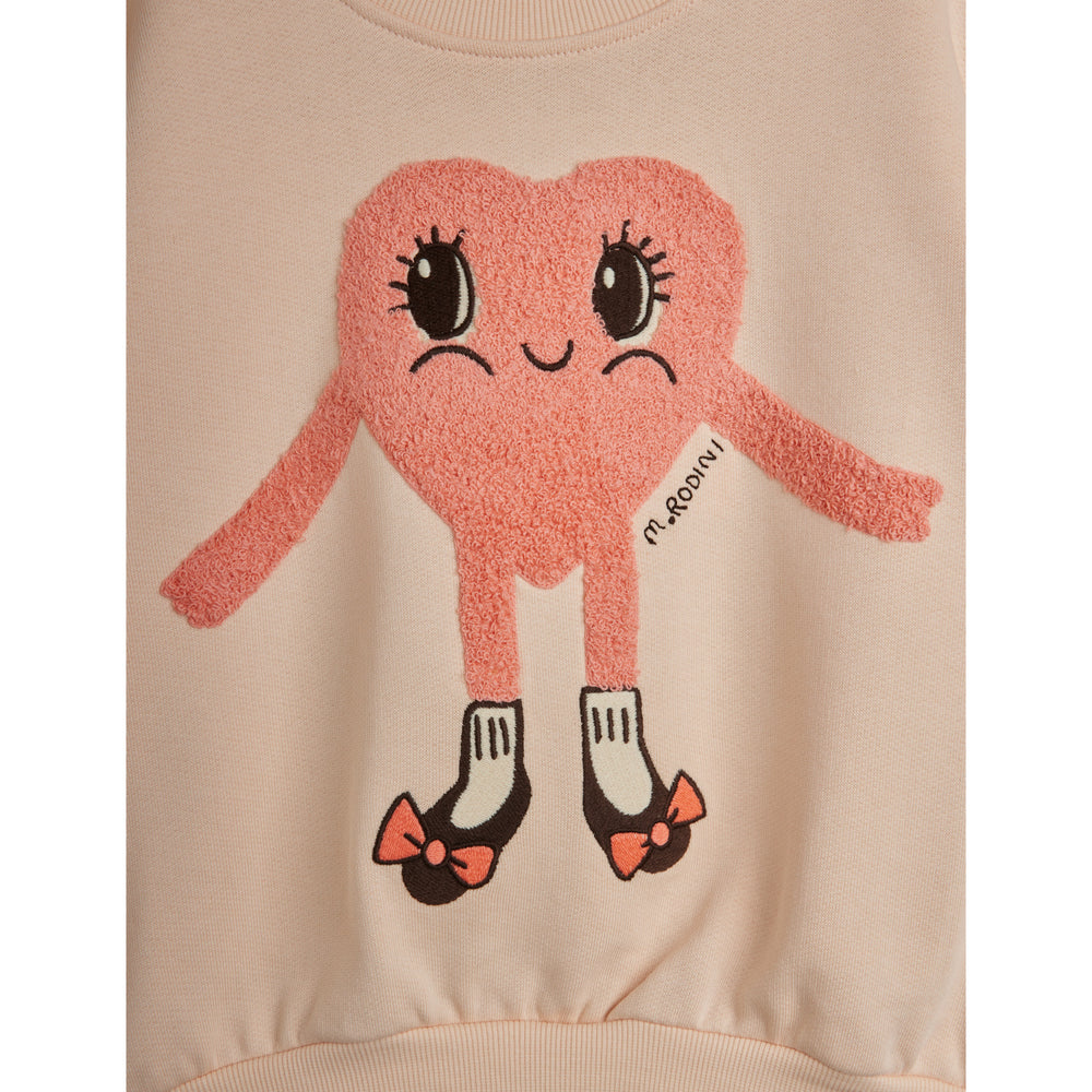 Køb Mini Rodini Pink Heart In Shoes Chenille Sweatshirt