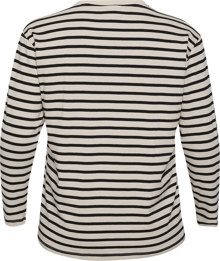 Kaffe Curve KCwinni LS T-Shirt Antique white/black stripe
