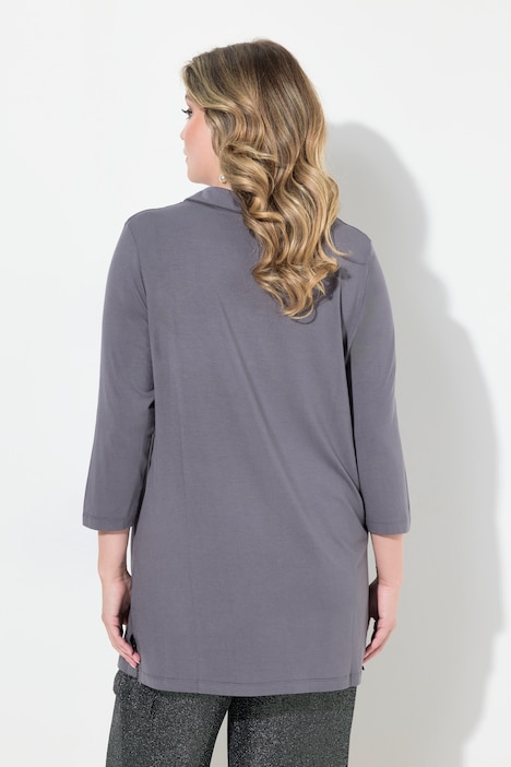 Blusenshirt, Straight Fit, Hemdkragen, 3/4-Ärmel