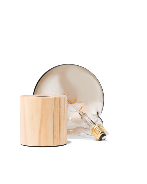 ampoule led globe xl + pied en bois E27 4W 100lm
