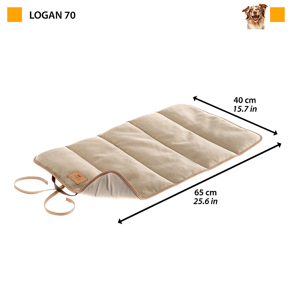 Couverture pour chiens et chats logan 70, double-face, tweed et velours doux, lavable, bleu