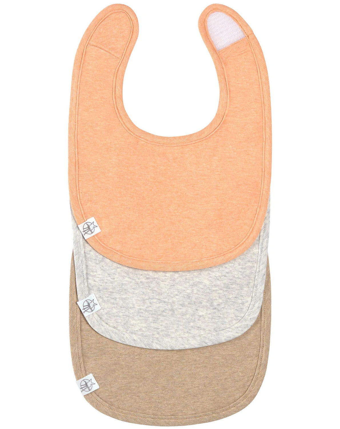 klett-Lätzchen COTTON UNI 3er Set in apricot/grau/beige