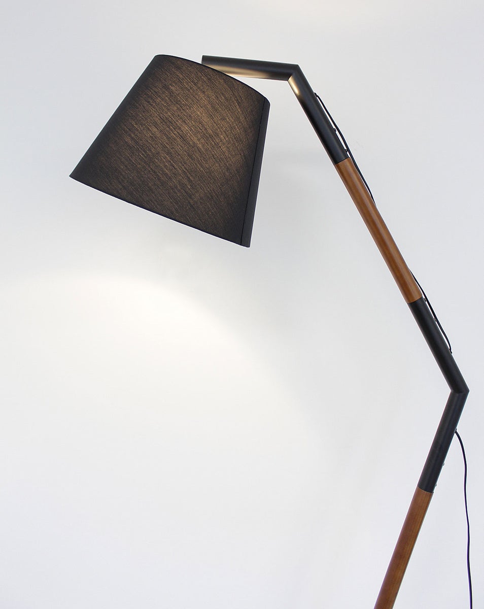 Staande lamp booglamp Asseri bruin + zwarte textiel lampenkap 189 cm 10954