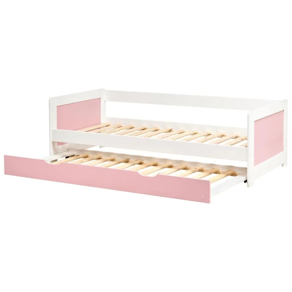 GRAVELINES - Onderschuifbed - Roze - 90 x 200 cm - Dennenhout