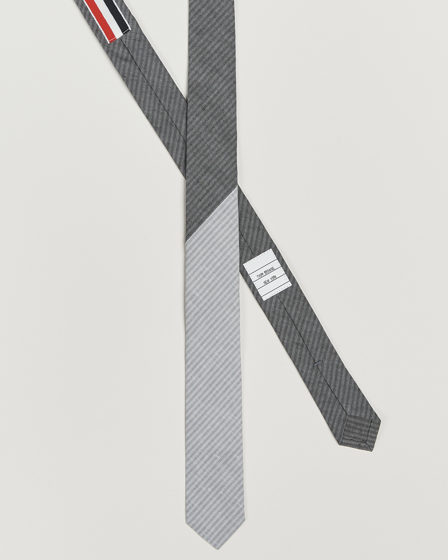 Thom Browne Uni Stripe Tie Light Grey