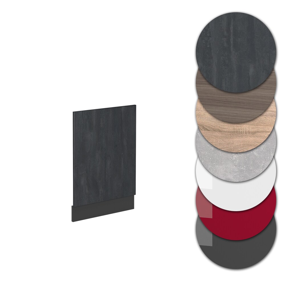 Vicco Geschirrspülerblende R-Line Schwarz Beton Anthrazit 45 cm mit Arbeitsplatte Eiche