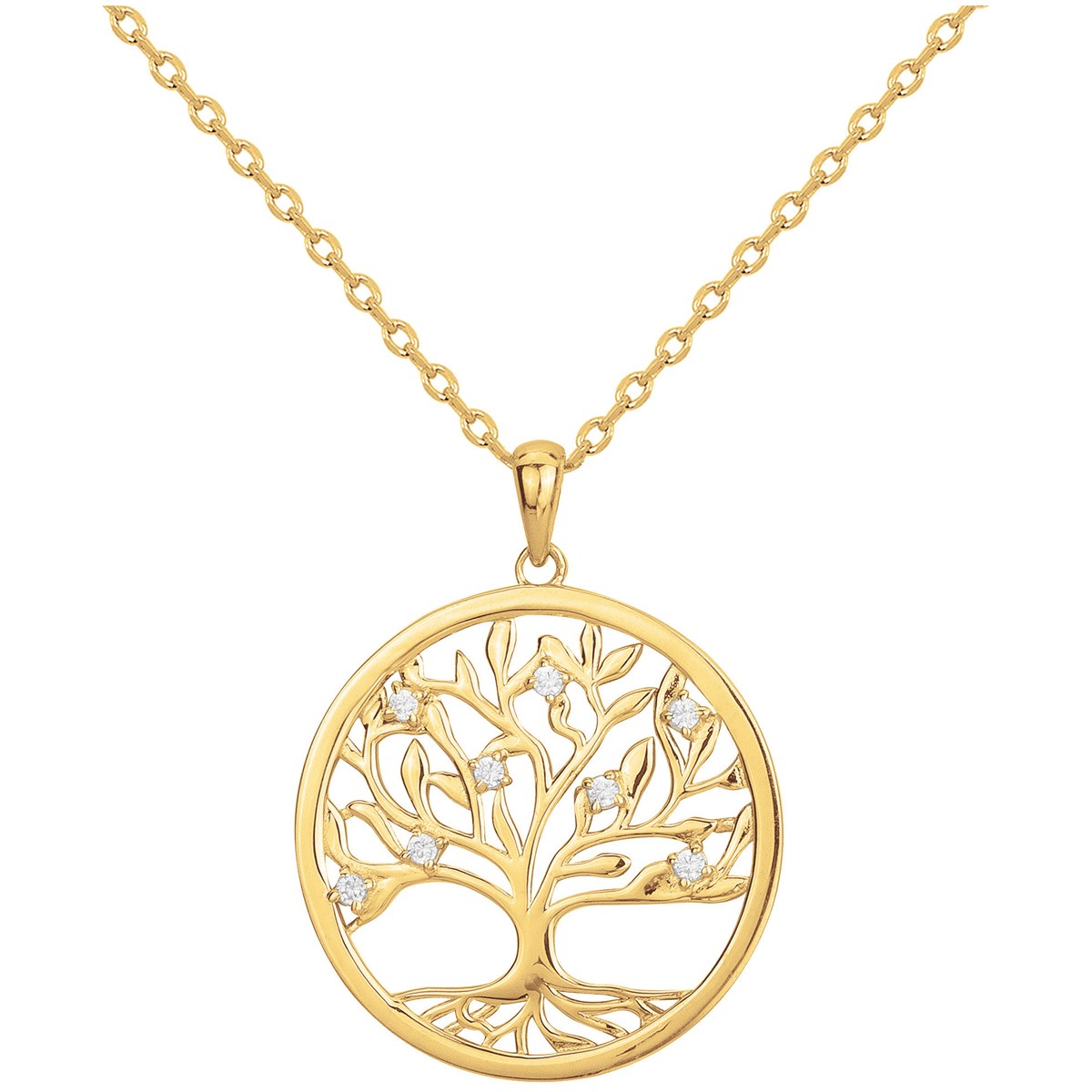 Collier en Plaqué Or avec oxyde de zirconium blanc