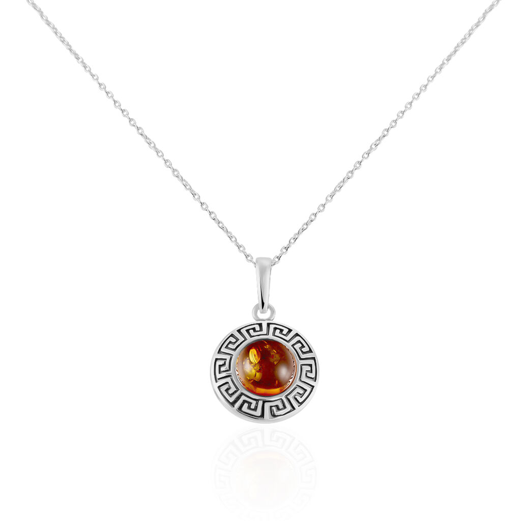 Collier Argent Blanc Vieilli Adar Ambre