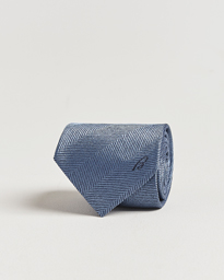Brioni Herringbone Silk Tie Light Blue