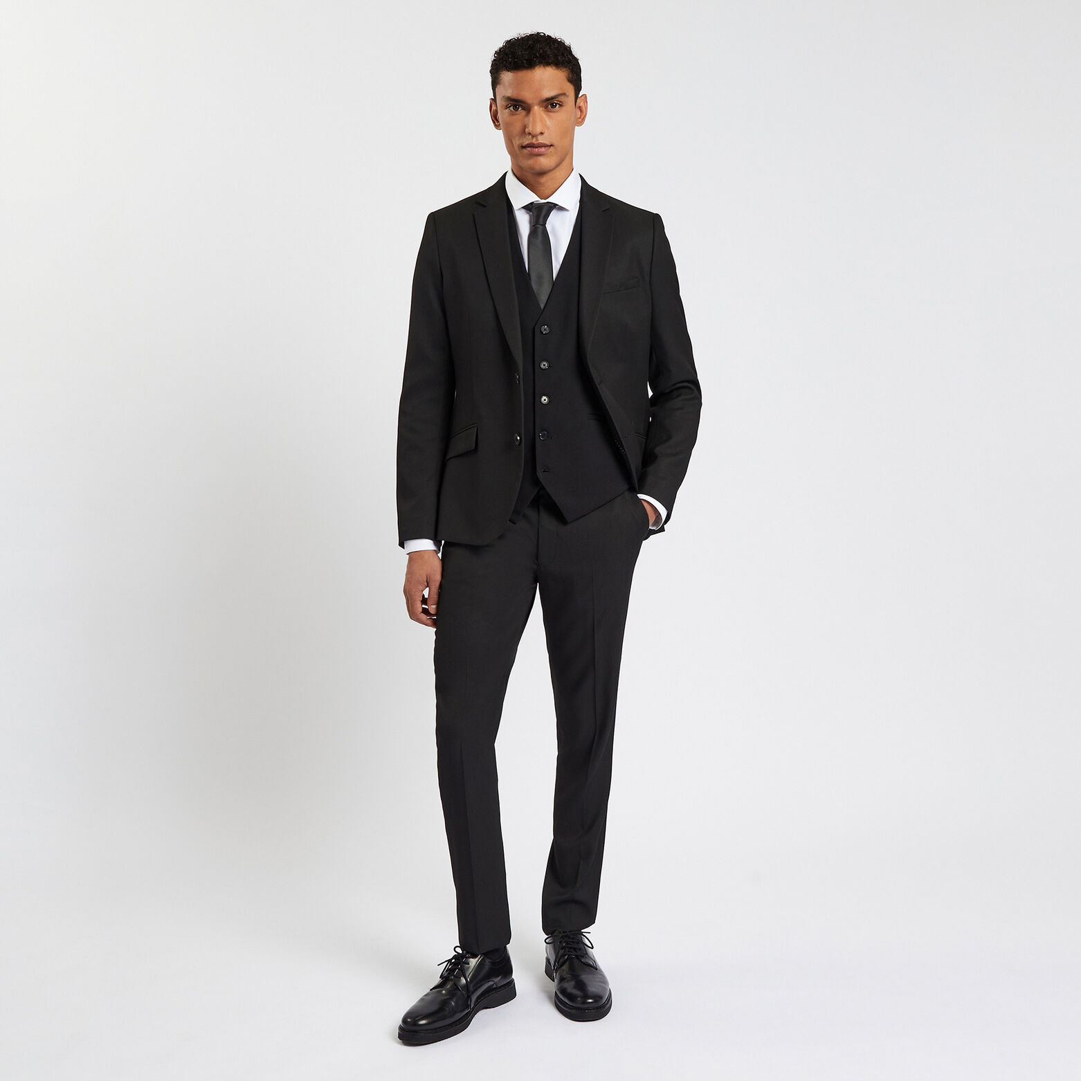 Gilet de costume uni slim Noir