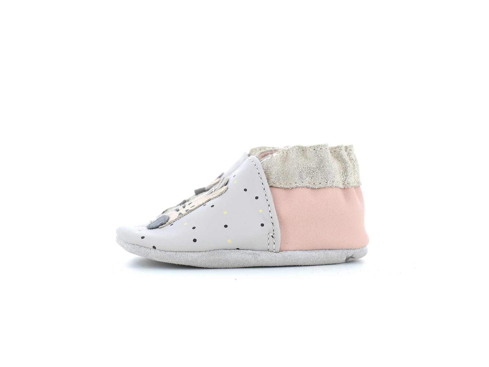 Robeez-CUTE ZEBRA Cuir Gris-Rose