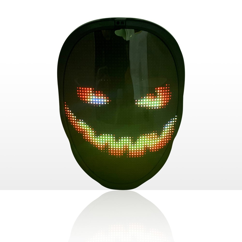 LED Maske Fasnachts Halbmaske USB Kostüm Zubehör Motto Party Accessoire Halloween Foto Requisite - Schwarz