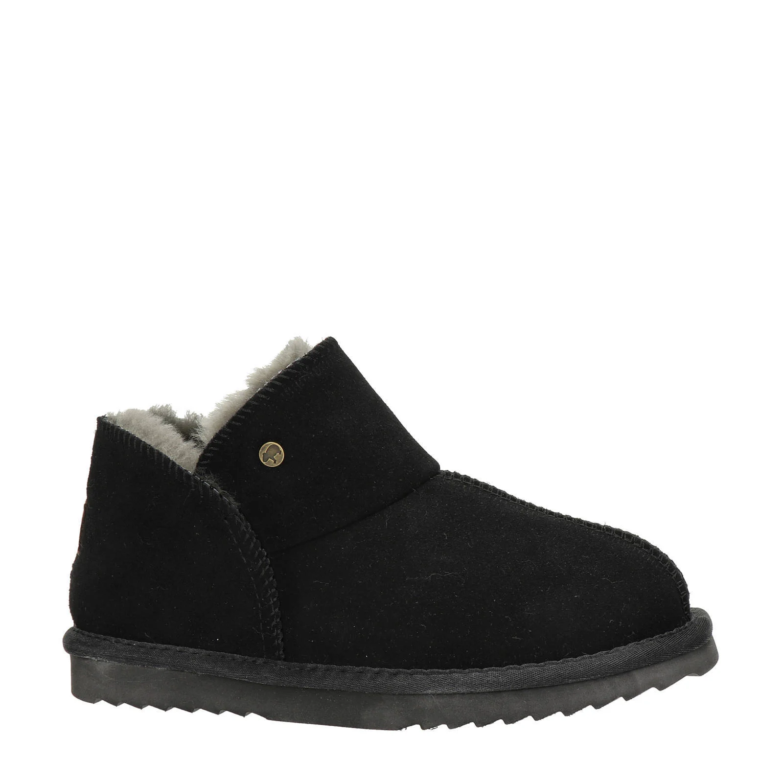 Warmbat Australia gevoerde suède pantoffels zwart