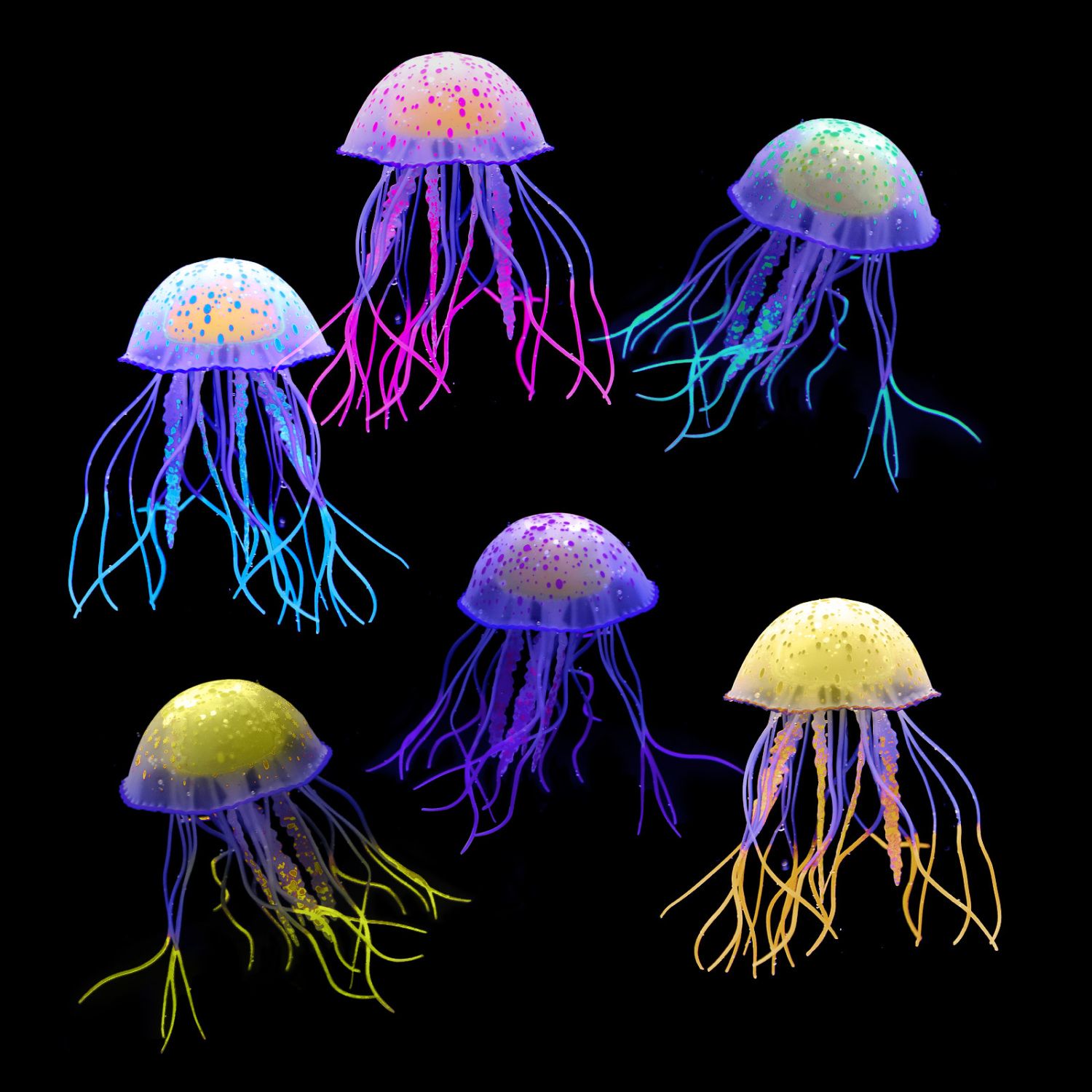 Nobleza - Conjunto de 6 Enfeites para Aquário, Águas-vivas Artificiais, Decoração para Aquário, Águas-vivas Artificiais Fluorescentes | Não Altera os Parâmetros da Água