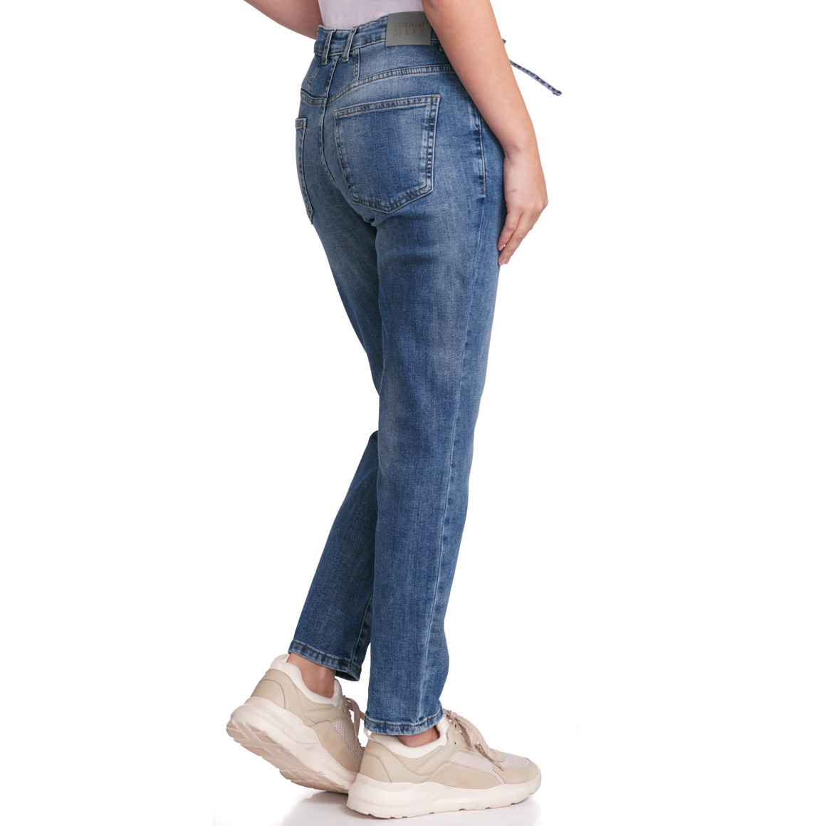 Gina Damen Boyfriend-Jeans mit Tunnelzug blau