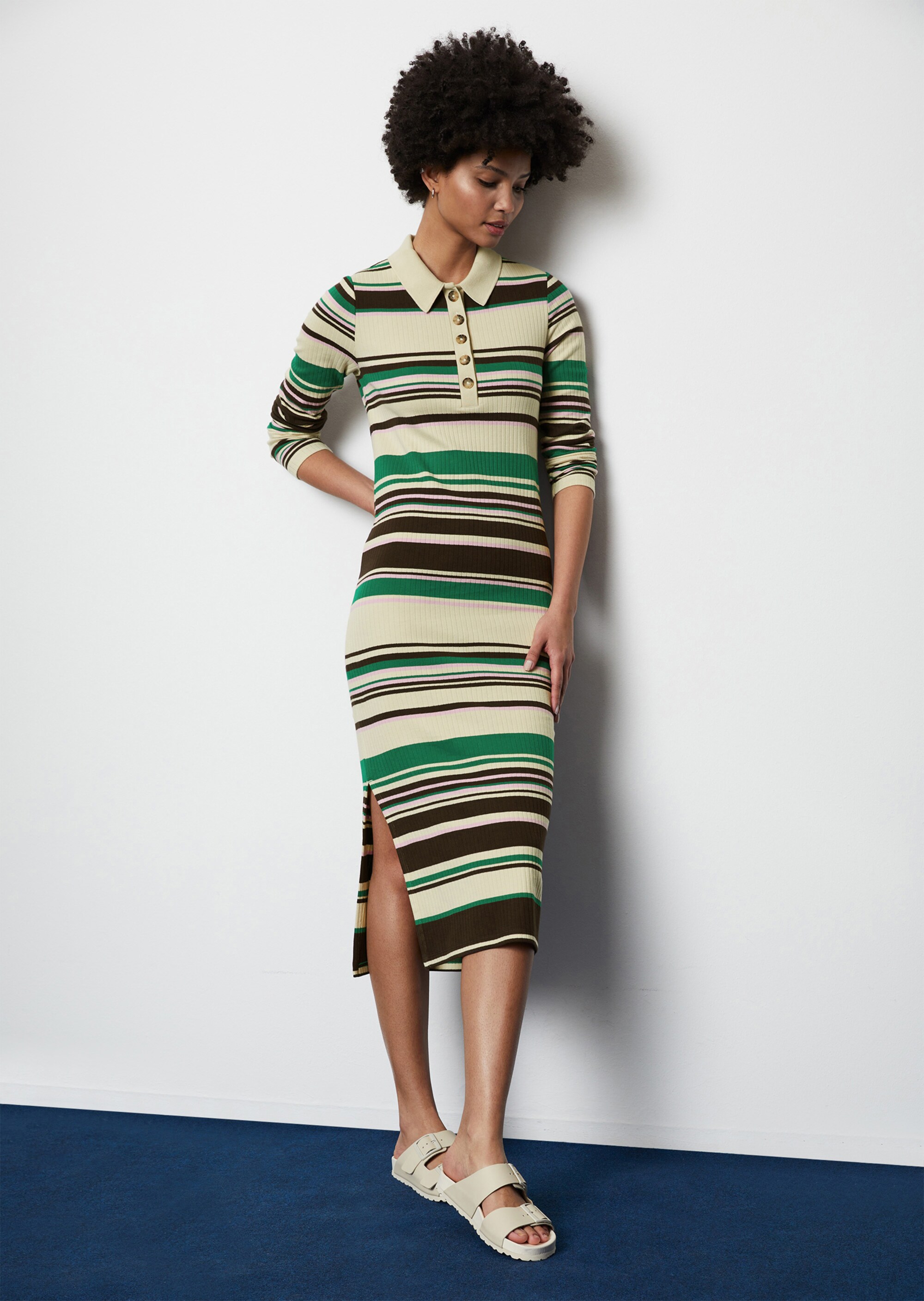 Polo-Jerseykleid slimaus Interlock-Jersey