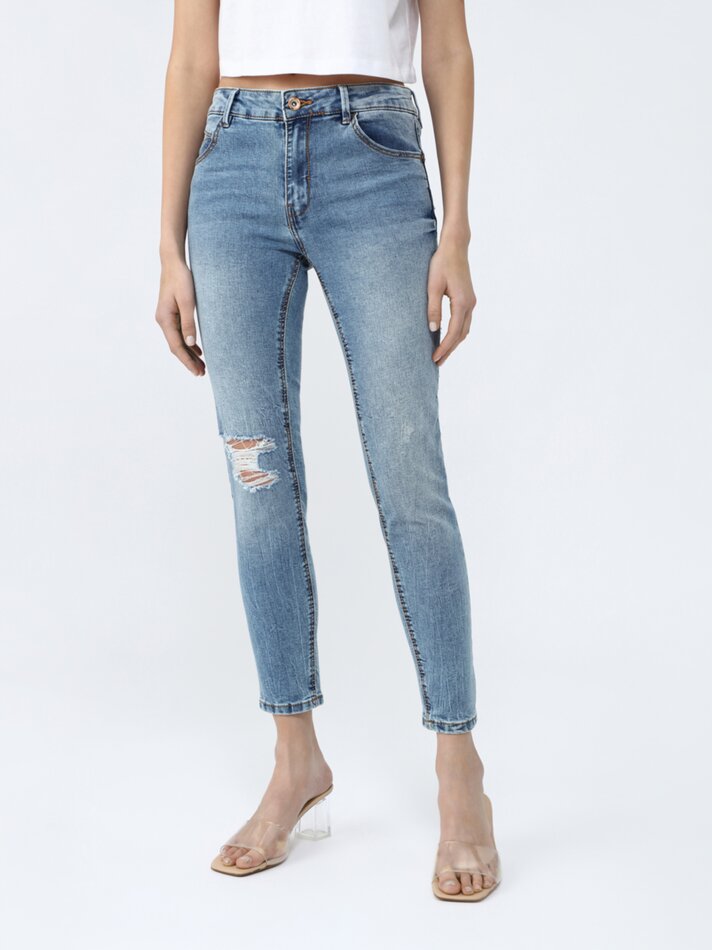 Calça jeans push-up - Azul índigo claro