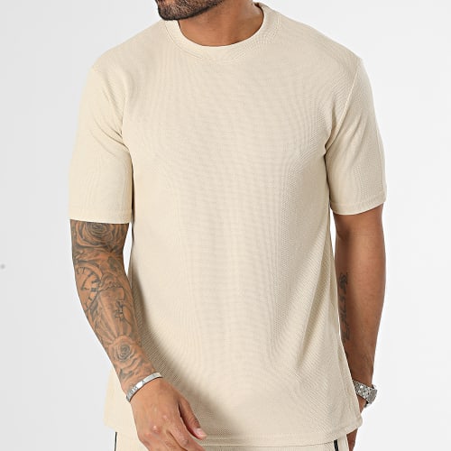 Ensemble Tee Shirt Et Short Jogging Beige