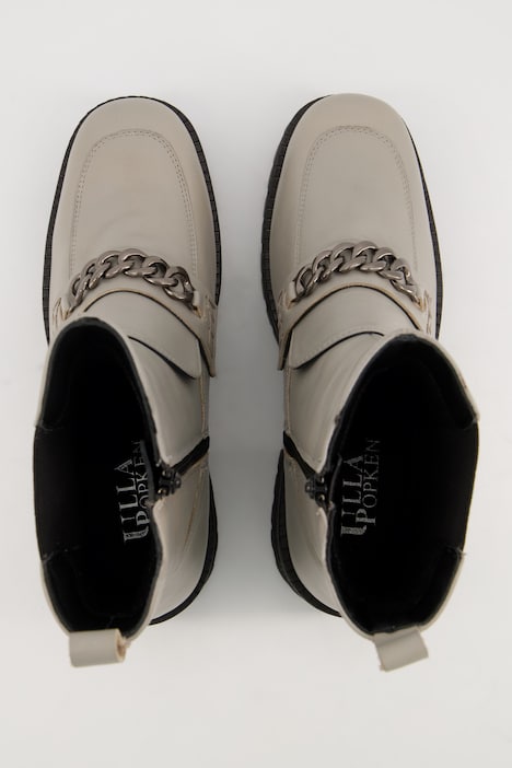 Chelsea-Lederboots, Kette, extralanger Schaft, Weite H