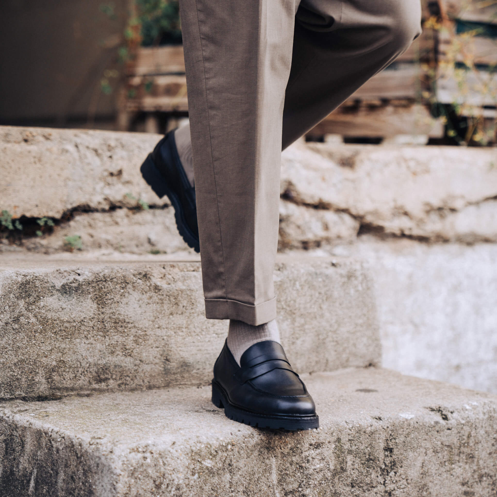 Mika-Mocassin en cuir noir