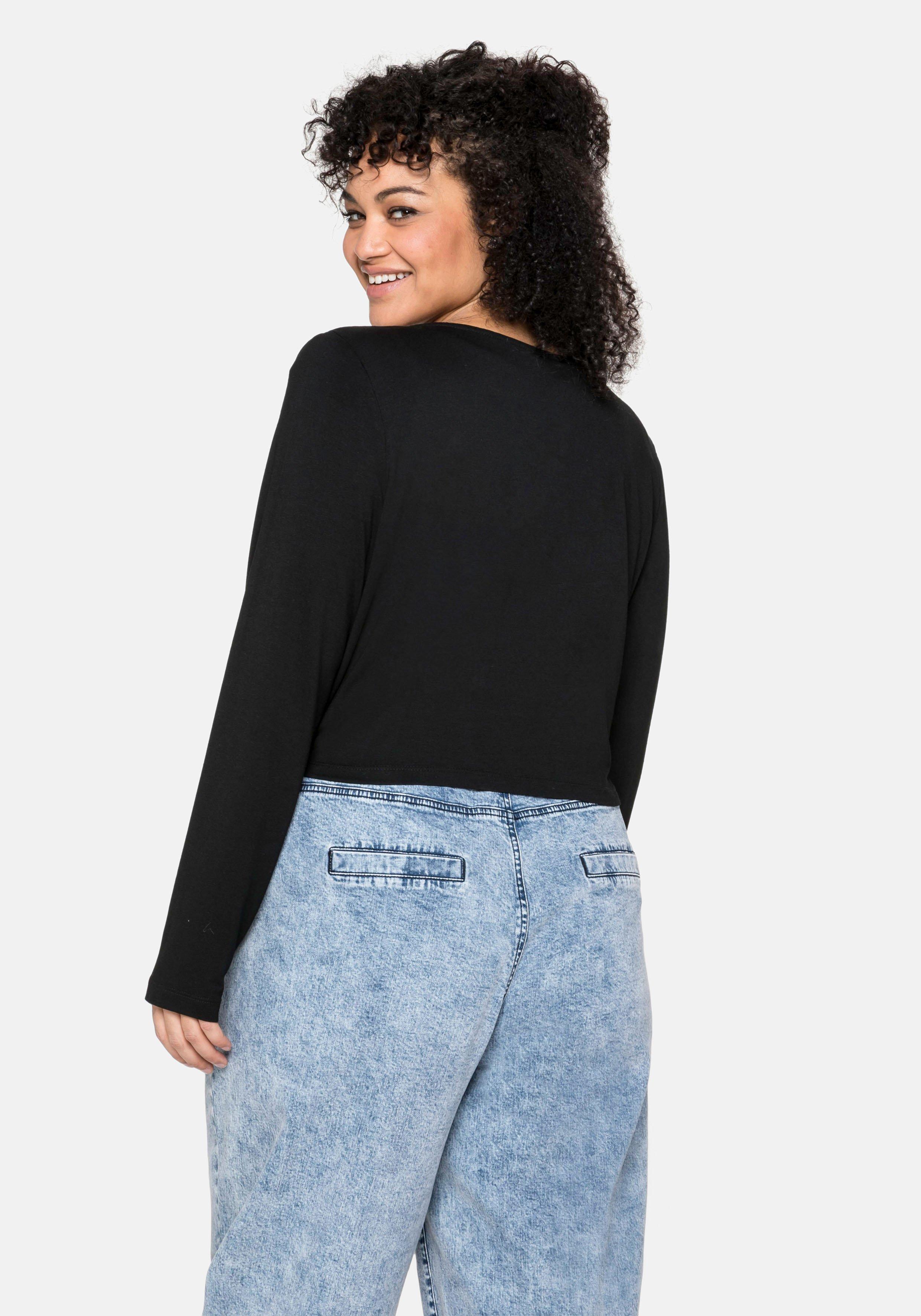 Bolero im Materialmix, mit Zipfelsaum