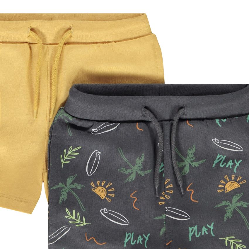 Lot de 4 bermudas en jersey imprimé palmiers pour bébé garçon - Jaune