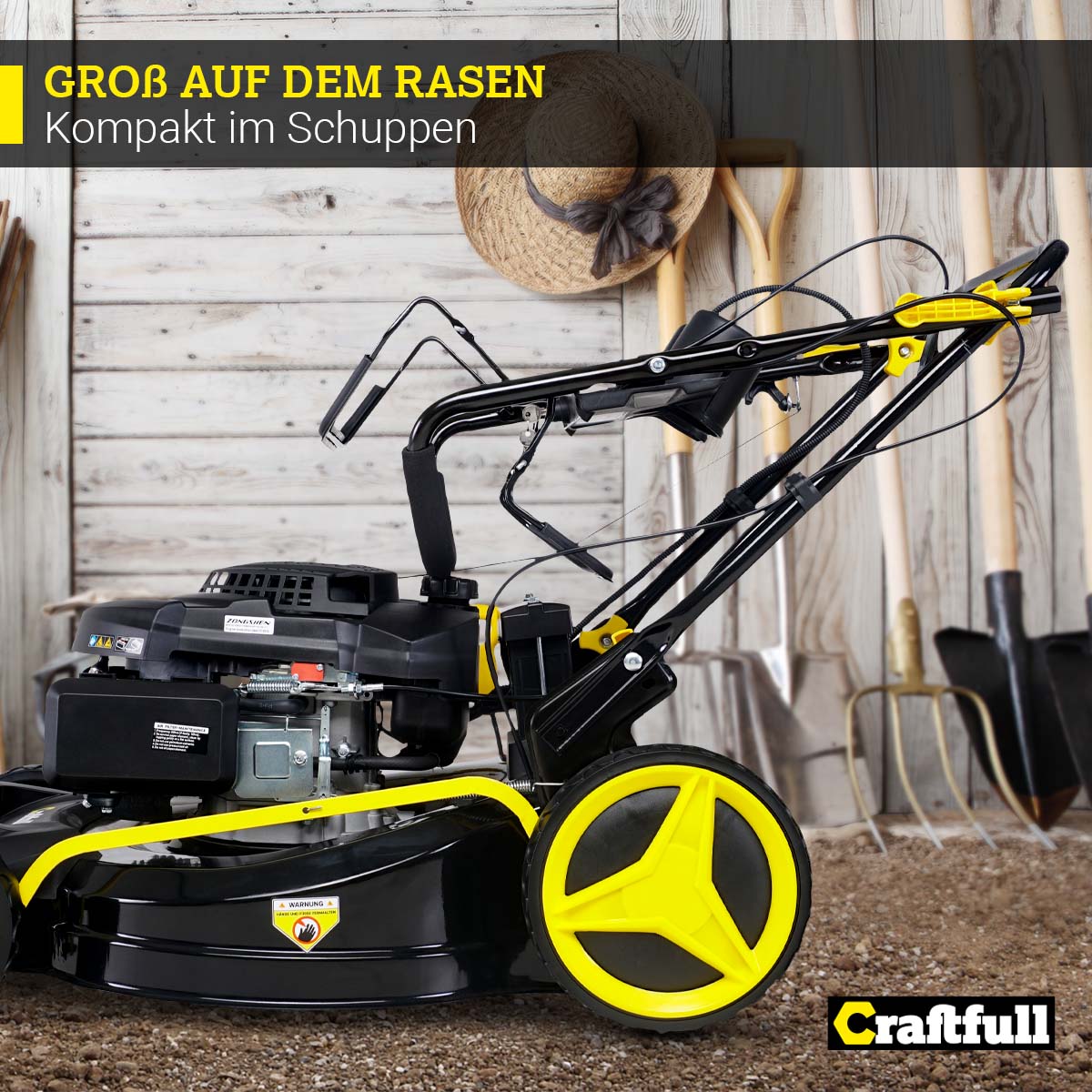Craftfull Premium Benzin-Rasenmäher CR-196-10E, 5in1, Elektrostarter, 4,4kW, GT-Leichtlaufgetriebe