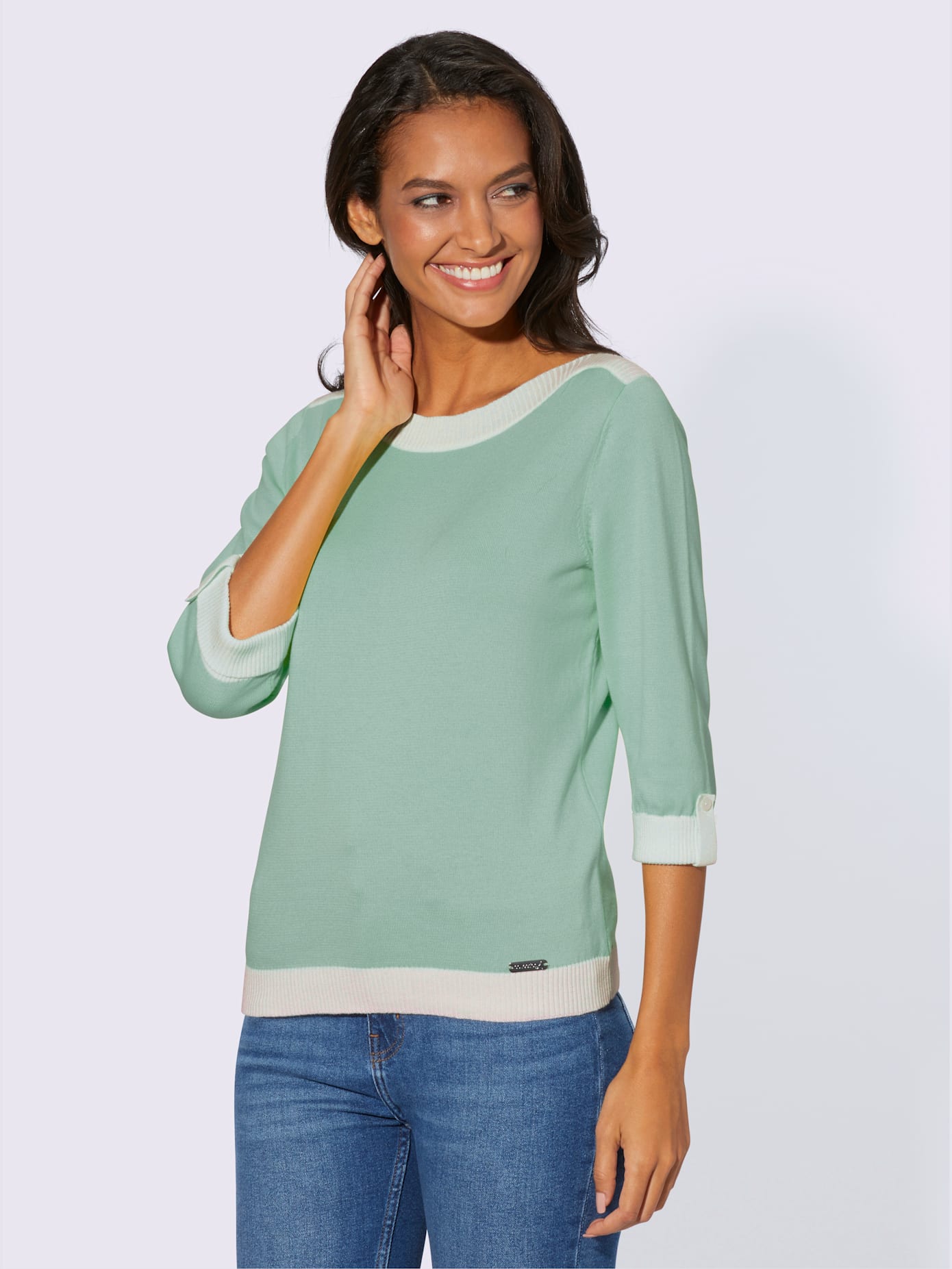Pull à manches 3/4 100% coton pima