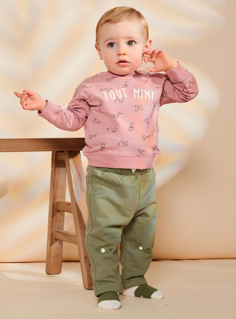 Sweat rose vintage avec animaux