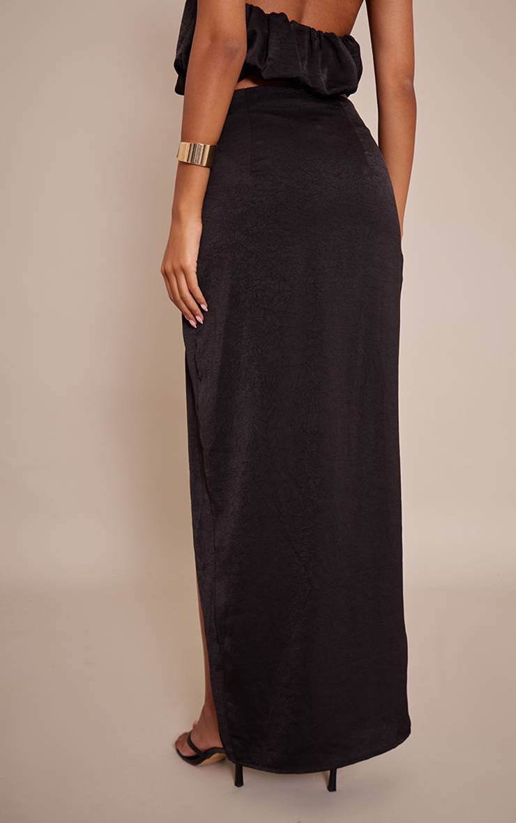 Noir Jupe Longue Fendue Avec Détails Métalliques Ensemble Coordonné Tall