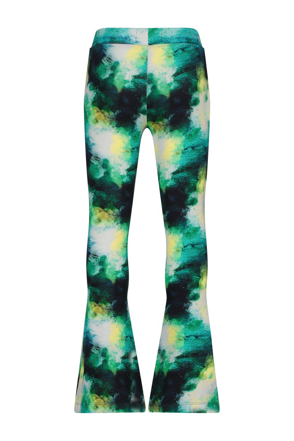 Raizzed flared broek Rae met all over print groen/zwart/wit