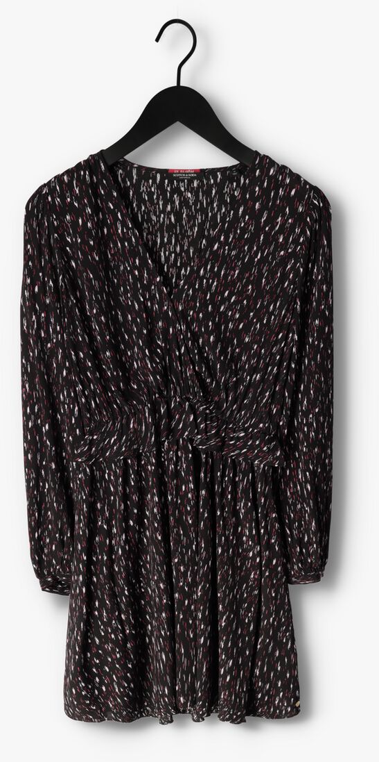 SCOTCH & SODA zwarte scotch & soda mini jurk wrapped short dress