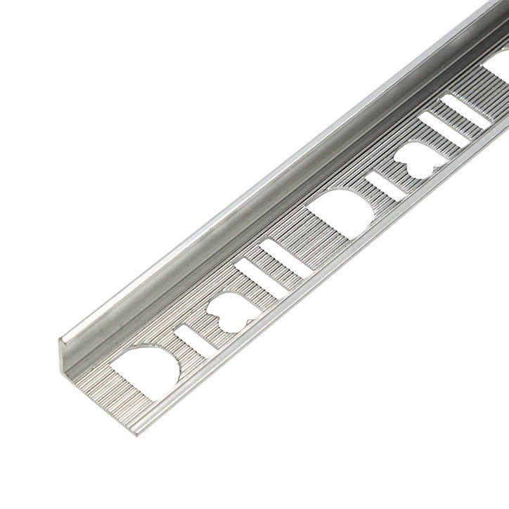 Profilé de carrelage intérieur Diall droit aluminium effet chromé poli L.2,5m x l.2,2cm x ep.10mm