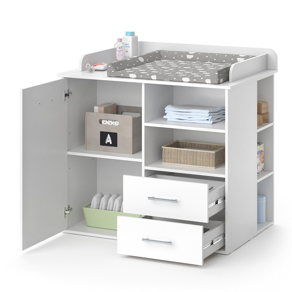 Vicco Wickelkommode Wickeltisch Wickelschrank Lea Weiß Wickelaufsatz Schublade
