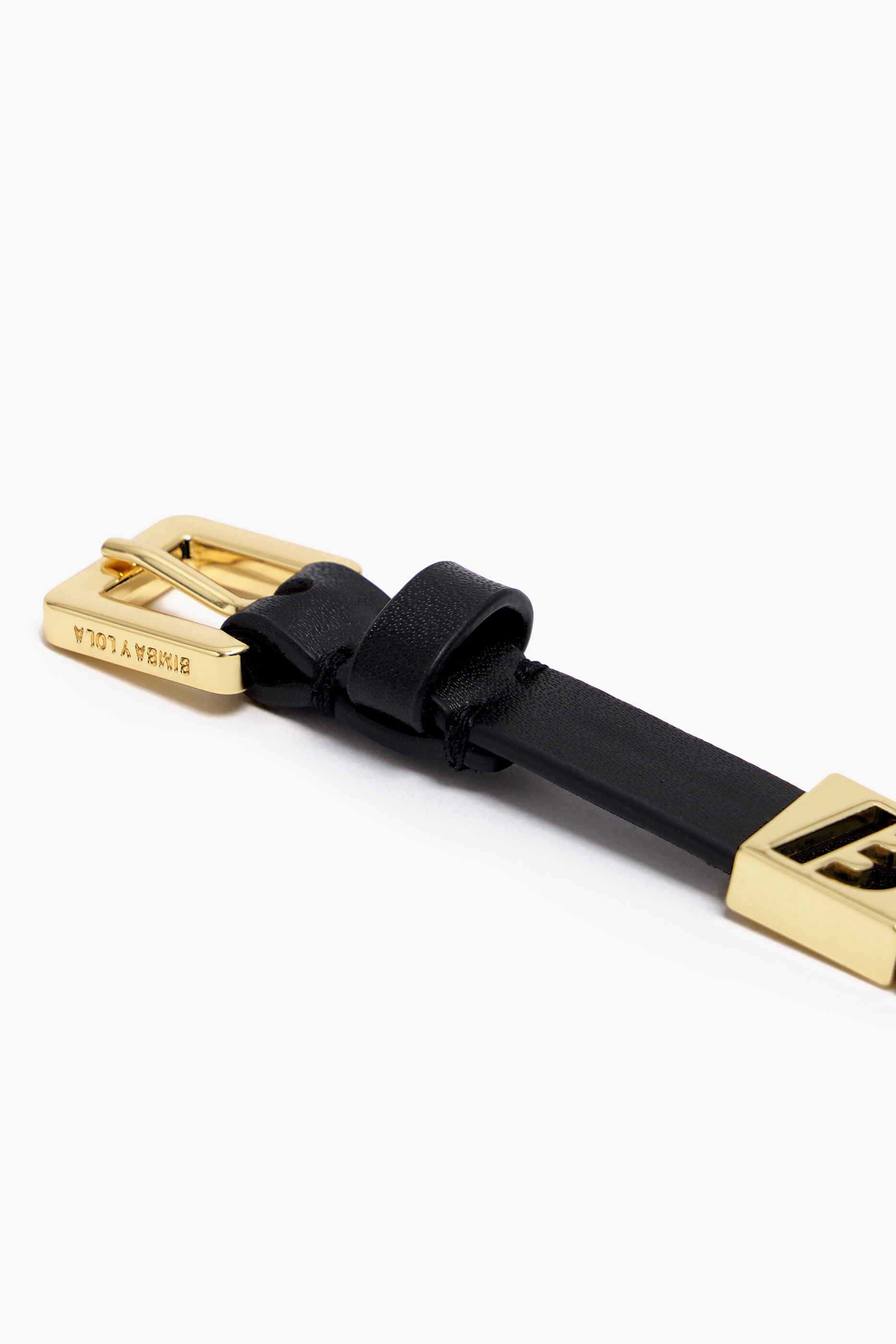 Pulseira de couro preta com inscrição