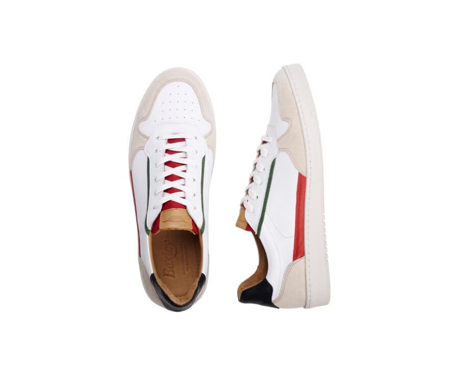Sneakers cuir homme Rouge Blanc et Vert - KOLORA