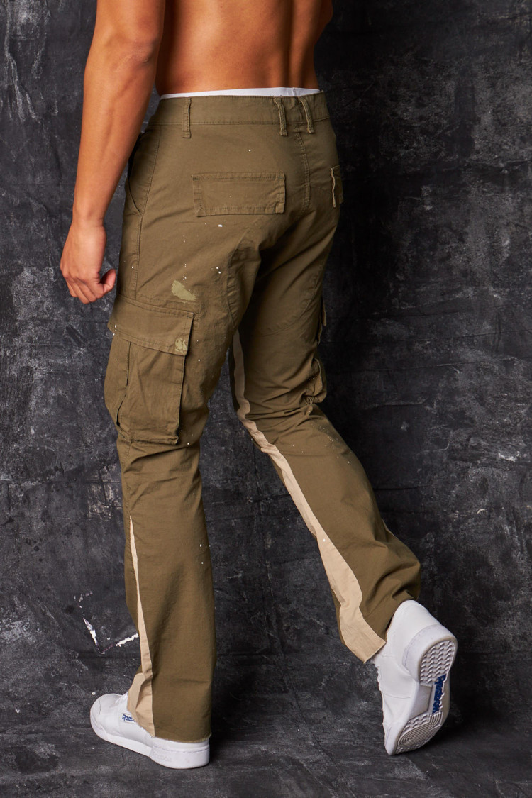 Pantalon cargo taché kaki