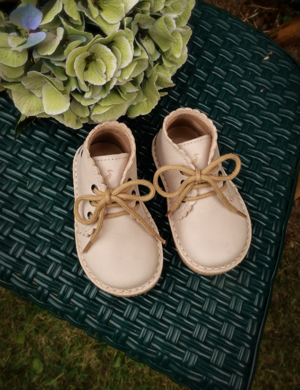 Ladybug Scallop Boot - Cream