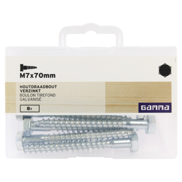 GAMMA houtdraadbout M7 x 70 mm verzinkt 8 stuks