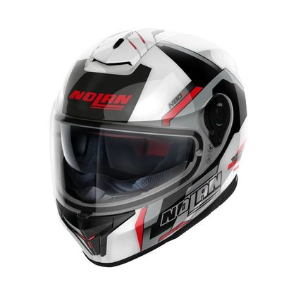 Casque Nolan N80-8 - WANTED N-COM - Blanc / Rouge