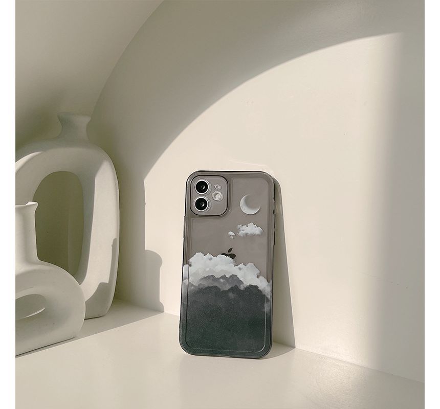 kloudkase - Transparante telefoonhoes met maanwolk - iPhone 7 / 8 / SE / 7 plus / 8 plus / X / XS / XR / XS Max / 11 / 11 Pro / 11 Pro Max / 12 / 12 Pro / 12 mini / 12 Pro Max / 13 / 13 Pro / 13 mini / 13 Pro Max / Huawei