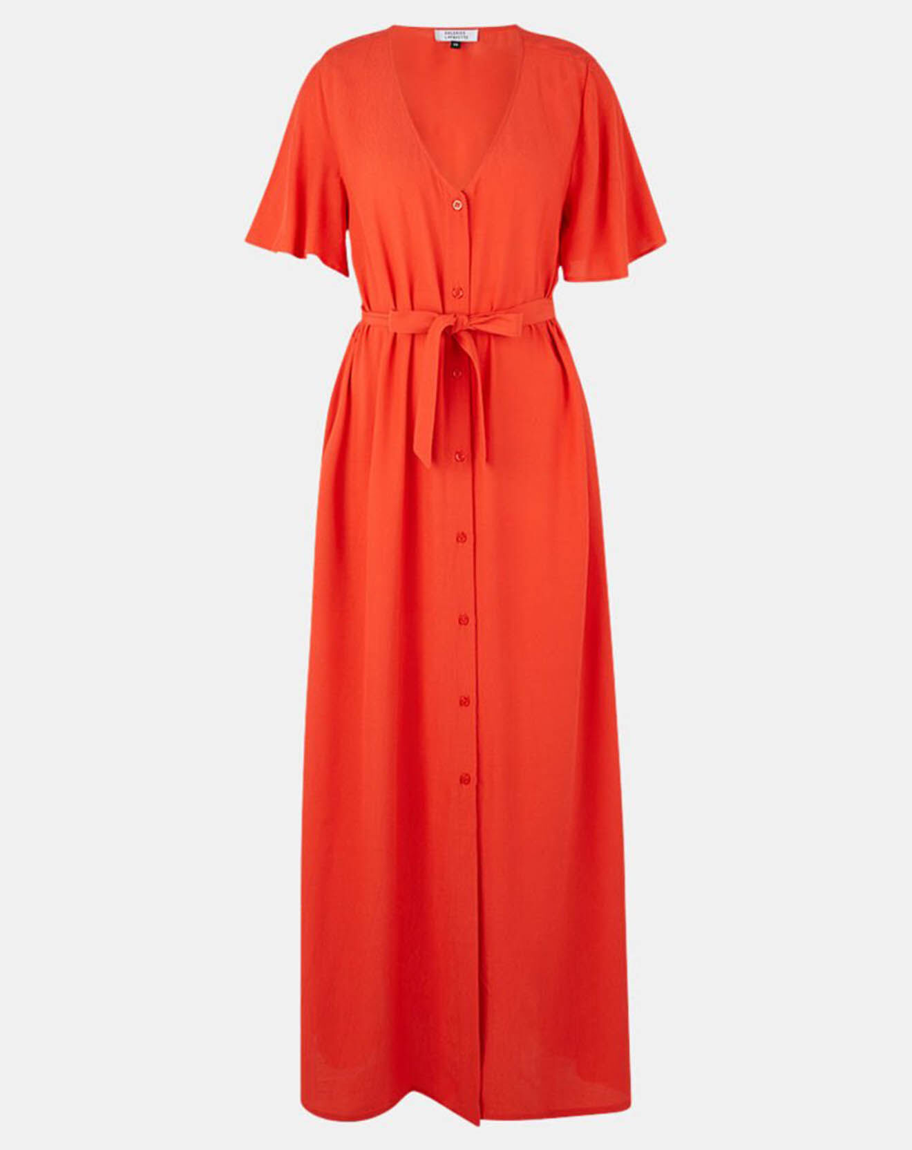 Galeries Lafayette Robe longue Catherine à Col V orange