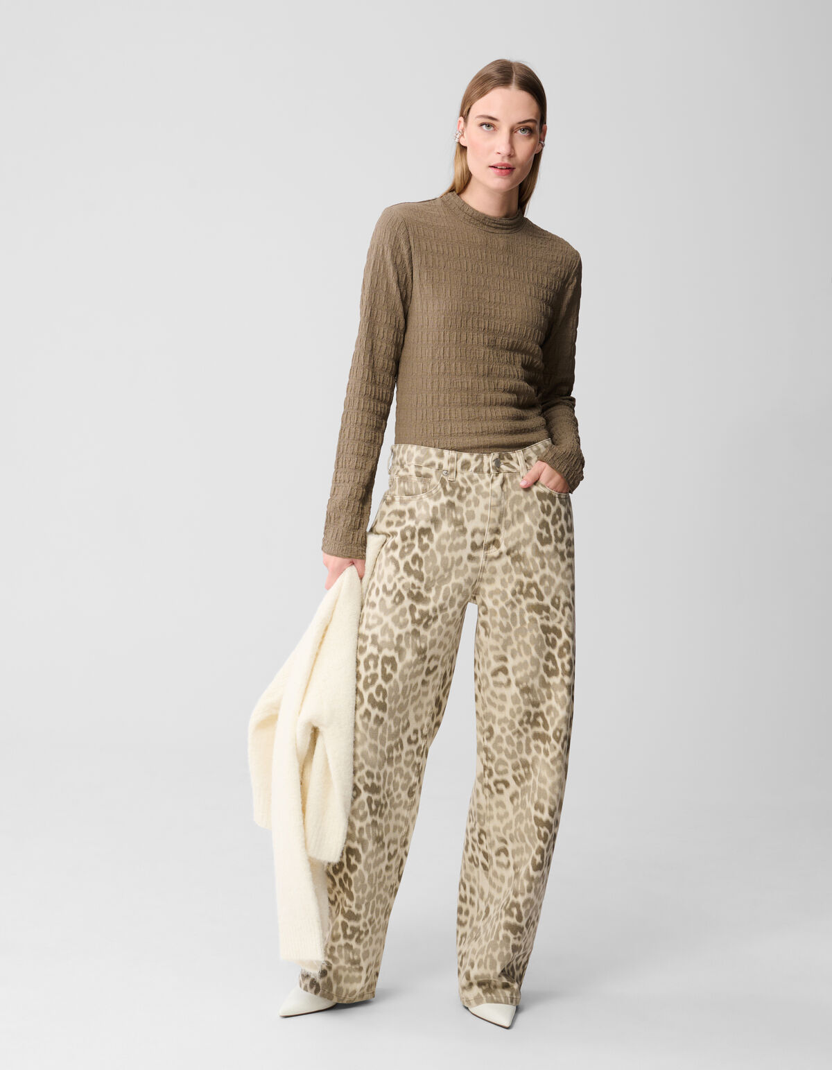 Structuur Longsleeve Top Khaki