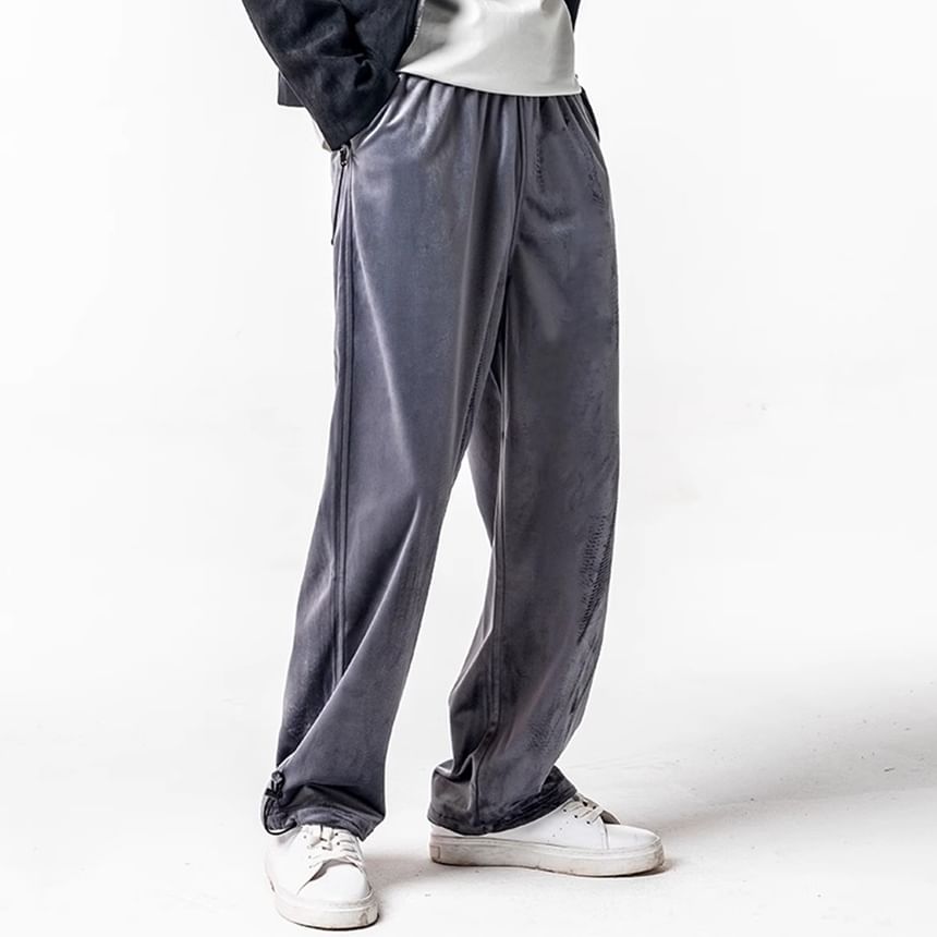 DragonRoad - Fluwelen joggingbroek met hoge taille en wijde pijpen
