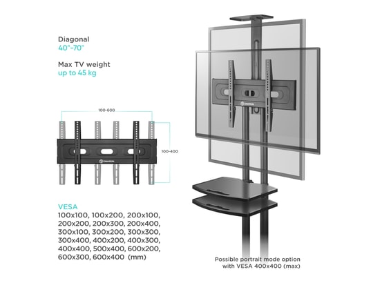 ONKRON - Pied de sol Support TV mobile 40
