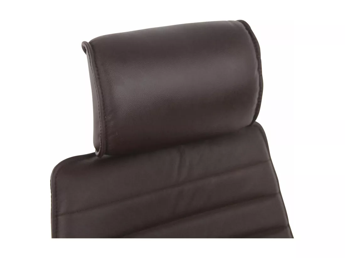 Chaise de bureau - Véritable cuir & Métal chromé - Marron - Rako